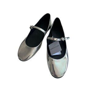 AEROSOLES Women’s Silver Perry Mary Jane Flats Size 9.5 NEW